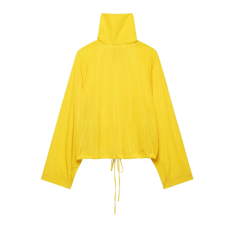 Damen Kurzer Tech‑Shell Blouson im Oversize‑Look mit hohem Stehkragen und Tunnelzug Drune