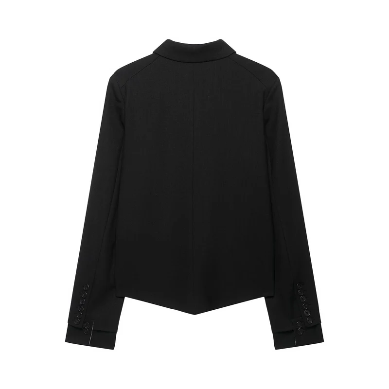 Damen Kurzer taillierter Blazer mit asymmetrischem Saum und durchgehender Knopfleiste Drune