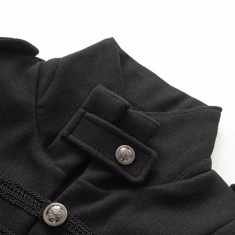 Damen Kurzer Militärisch inspirierter Blouson mit Stehkragen Zierkordeln und Metallknopfleiste Drune