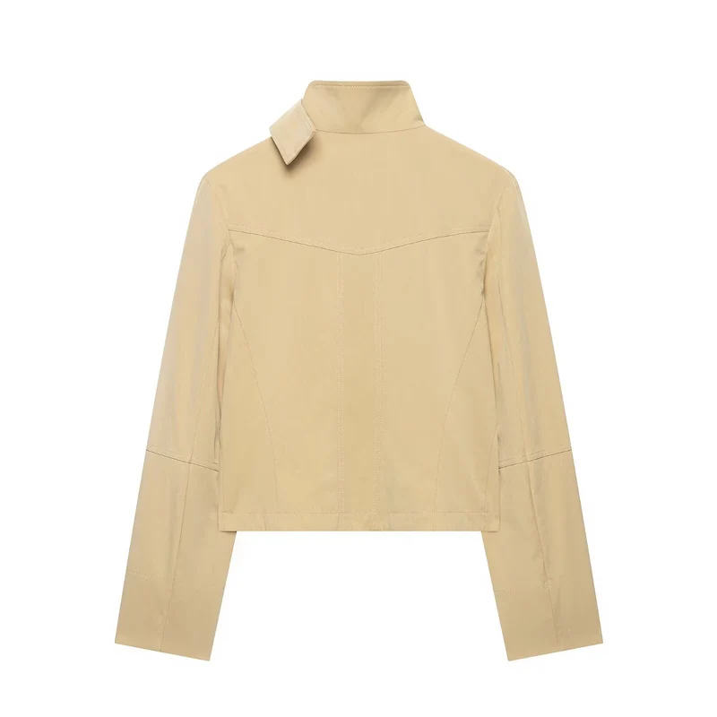 Damen Kurzer doppeltreihiger Utility-Blouson mit hohem Stehkragen und aufgesetzten Klappentaschen Drune