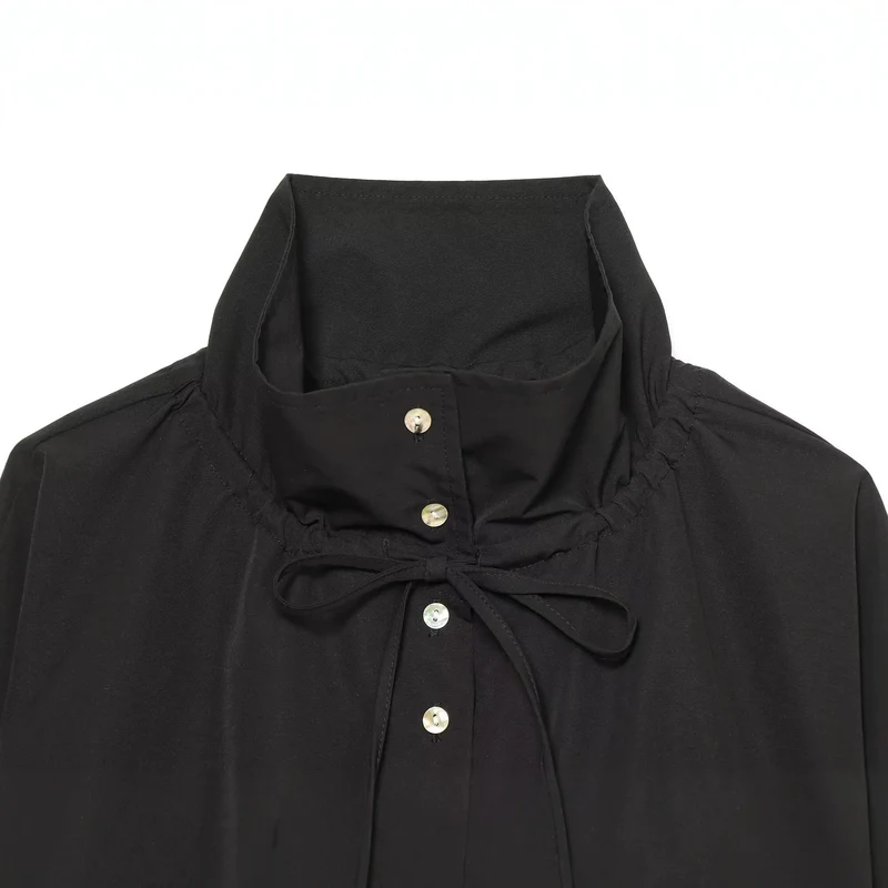 Damen Kurzer Cropped-Blouson mit hohem Stehkragen, Knopfleiste und Tunnelzugsaum Drune