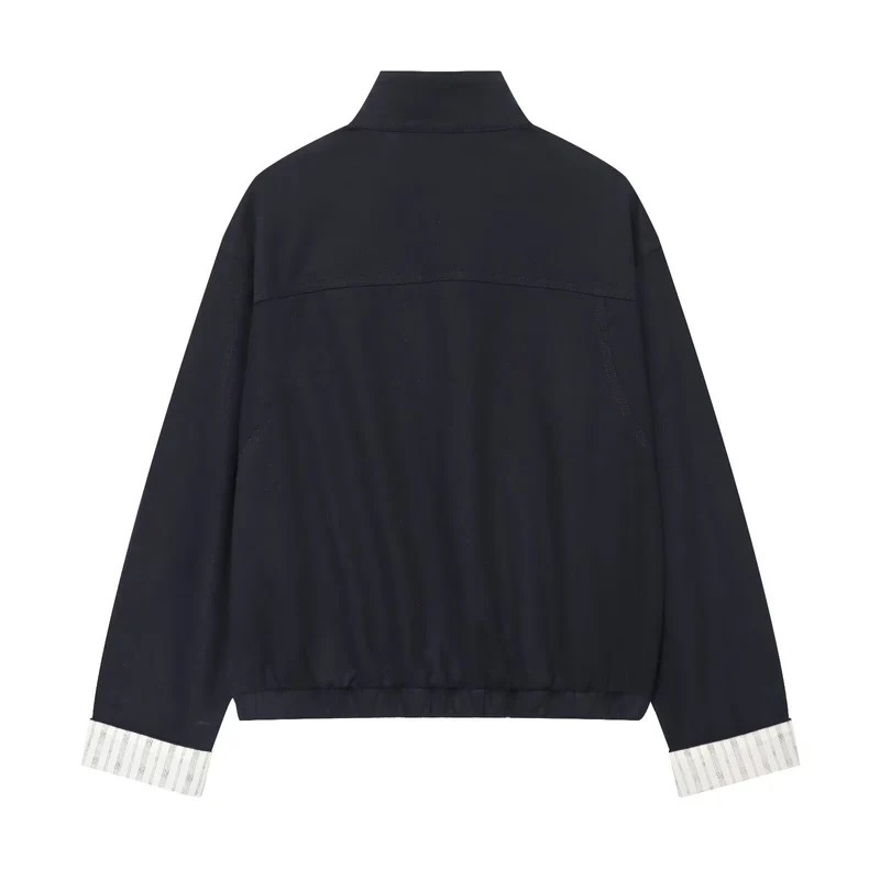 Damen Kurzer Boxy‑Blouson mit Stehkragen, aufgesetzten Pattentaschen und goldfarbenen Details Drune