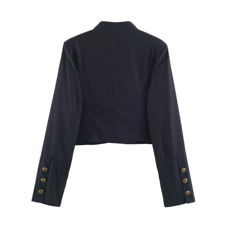 Damen Kurzer Bolero‑Blazer mit Spitzenfront und dekorativen Zierknöpfen Drune