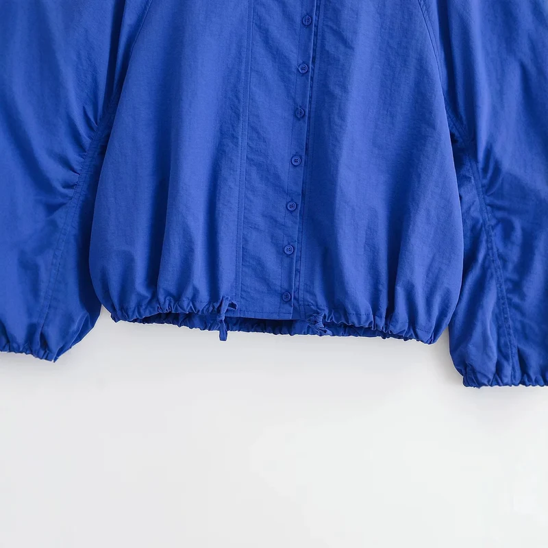 Damen Kurze Windjacke mit voluminösen Ballonärmeln und Stehkragen Drune