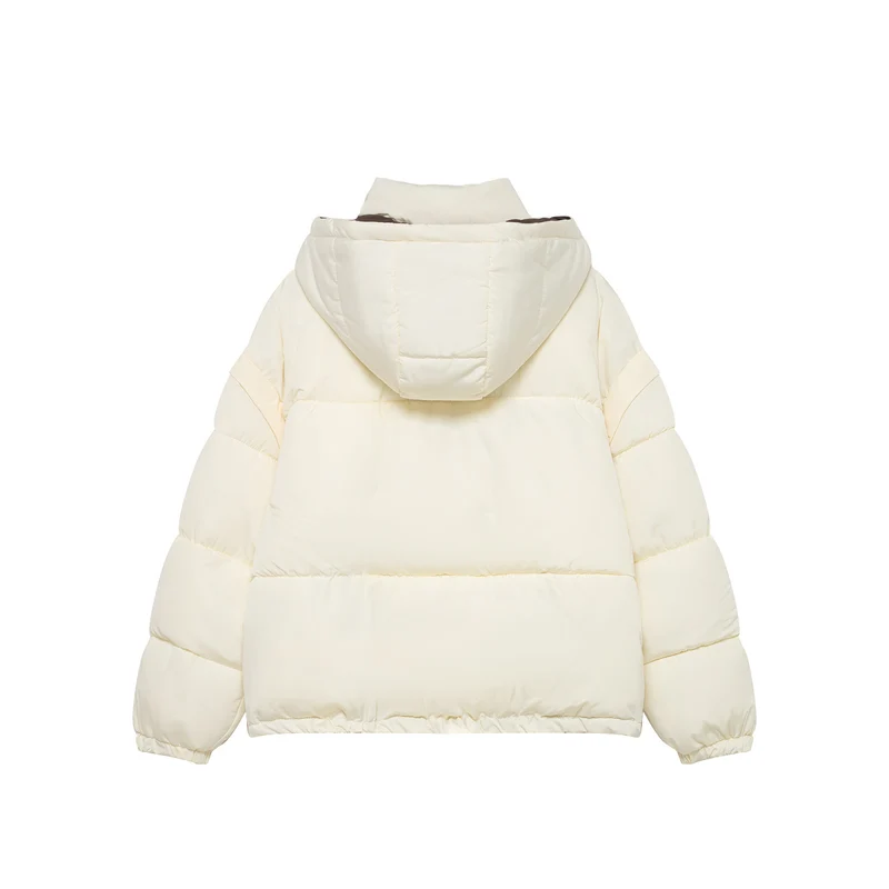Damen Kurze Oversize-Steppjacke mit hohem Kragen und abnehmbarer Kapuze Drune