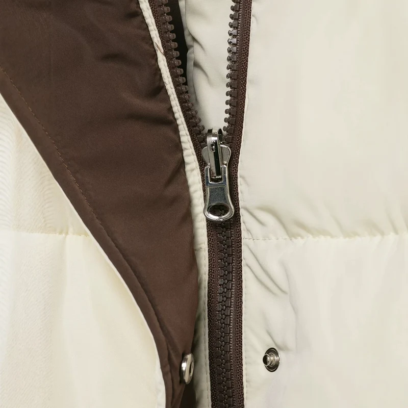 Damen Kurze Oversize-Steppjacke mit hohem Kragen und abnehmbarer Kapuze Drune