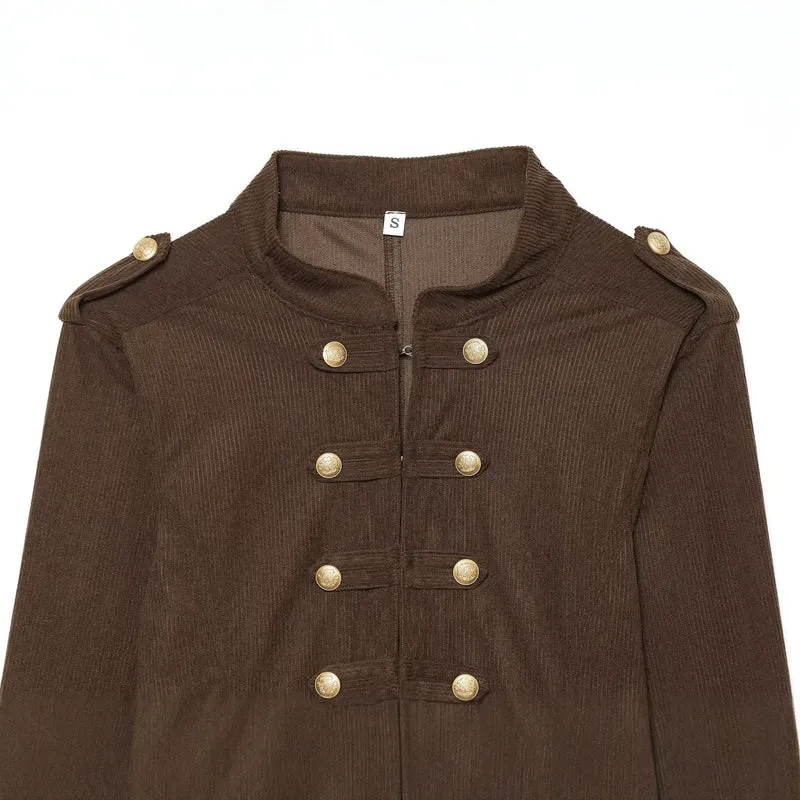 Damen Kurze Militärjacke im Boxy‑Schnitt mit Stehkragen und Zierknöpfen Drune