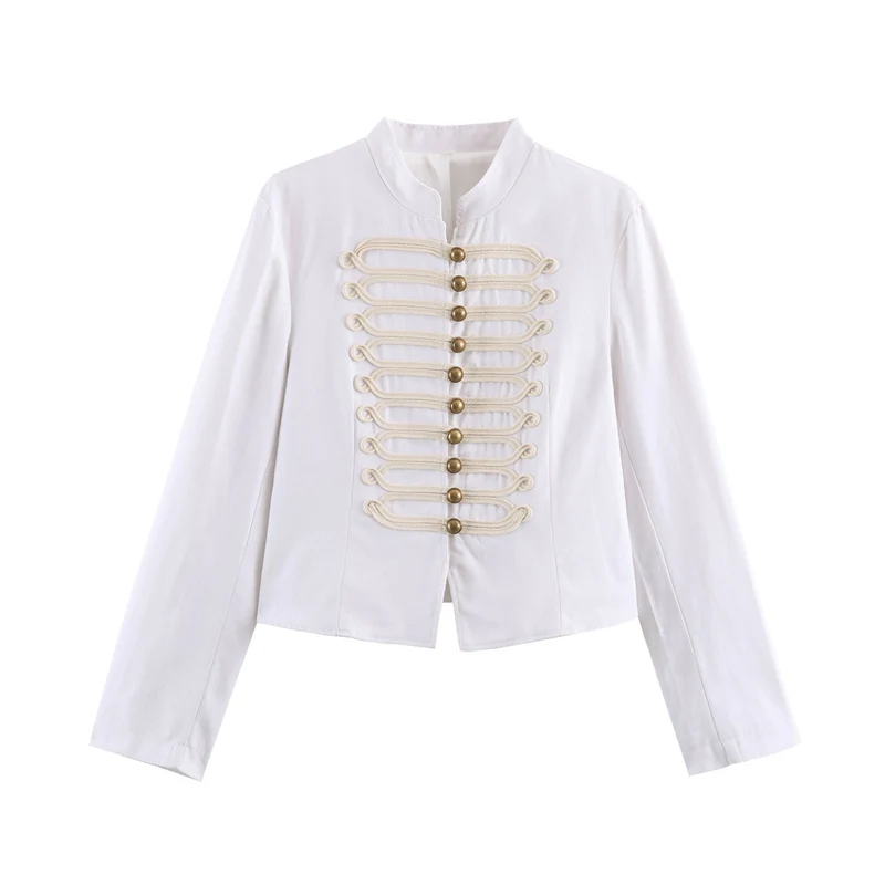 Damen Kurze Husarenjacke mit dekorischen Schlaufen und Stehkragen Drune