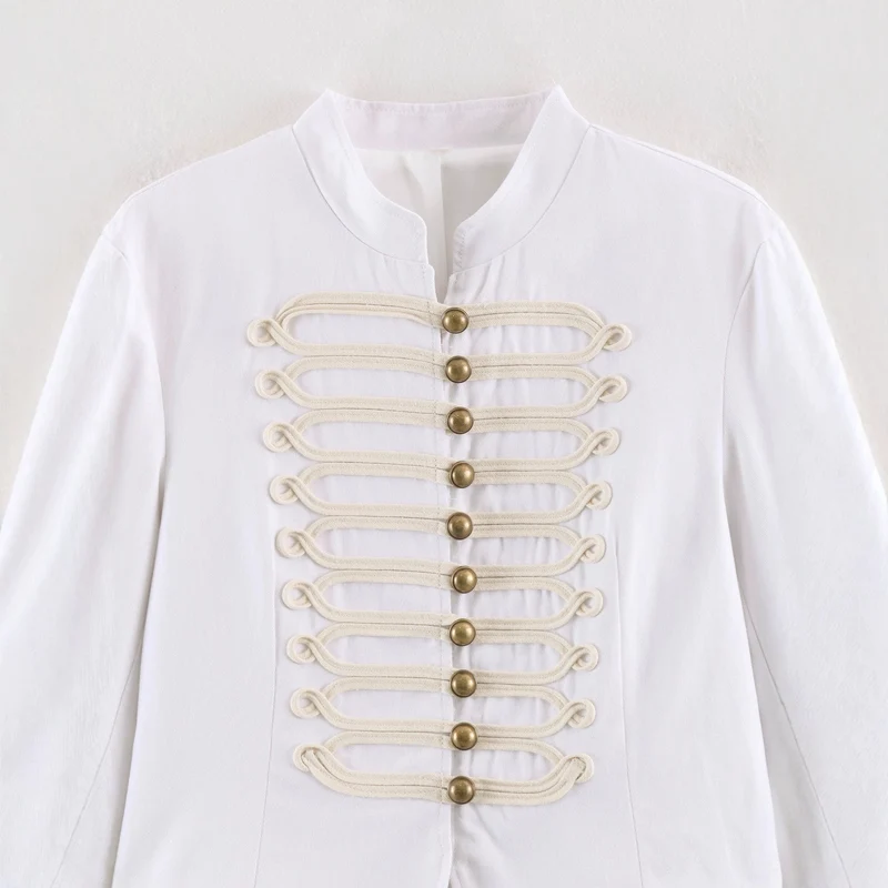 Damen Kurze Husarenjacke mit dekorischen Schlaufen und Stehkragen Drune
