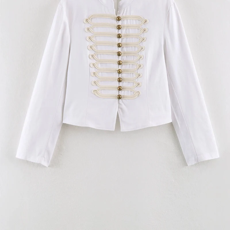 Damen Kurze Husarenjacke mit dekorischen Schlaufen und Stehkragen Drune