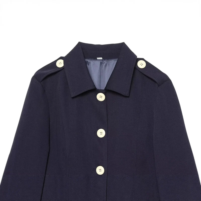 Damen kurze Feldjacke mit Knopfverschluss, aufgesetzten Taschen und Schulterklappen Drune