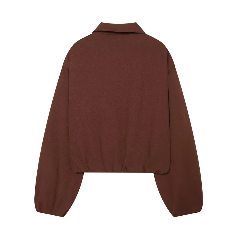 Damen Kurze Boxy-Blousonjacke aus Baumwollmix mit Front-Reißverschluss Drune