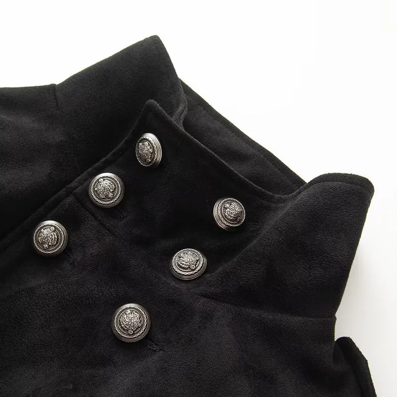 Damen Kurzblouson im Militär‑Matrosenmix mit hohem Stehkragen und Zierknopfleiste Drune
