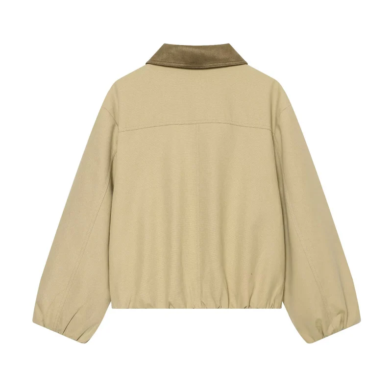 Damen Kurzblouson im Boxy‑Look mit Velourskragen und elastischem Saum Drune