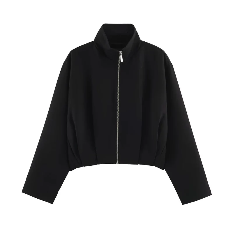 Damen Kurzblouson im Boxy‑Cut mit hohem Stehkragen und elastischem Saum Drune