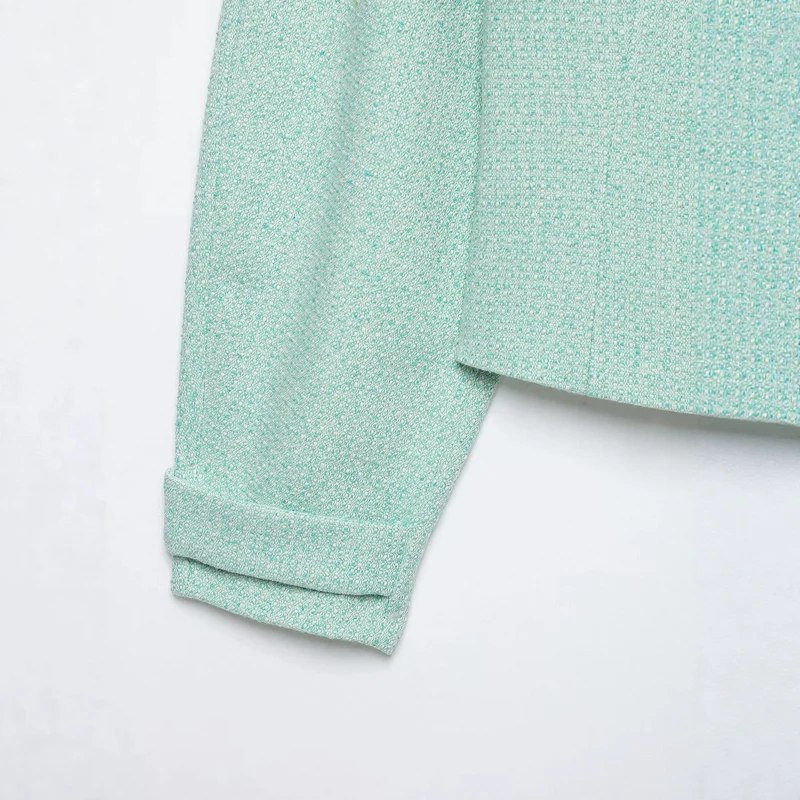 Damen Kurzblouson aus Bouclé mit verdecktem Reißverschluss und Umschlagmanschetten Drune