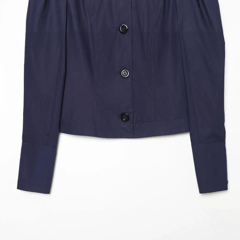 Damen Kurzblazer im Blouson‑Stil mit gerafften Schulterpartien und Knopfleiste Drune