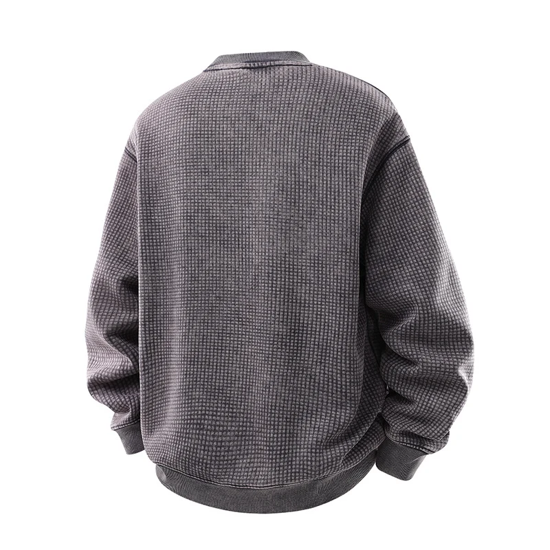 Herren Oversize-Waffelstruktur-Sweatshirt mit Rundhals und gerippten Bündchen Drune