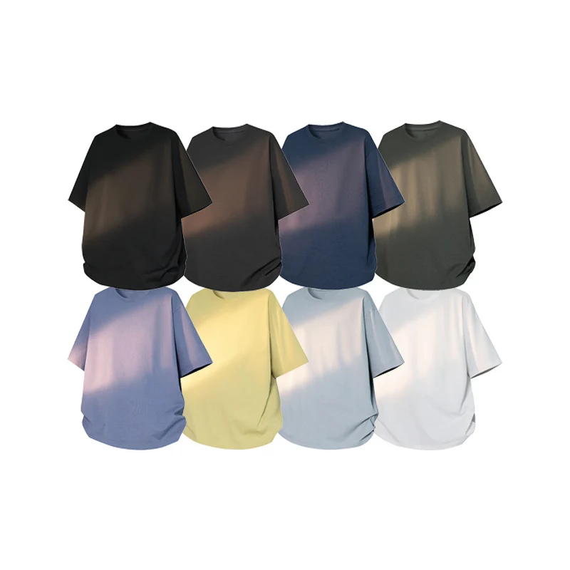 Herren Oversize-T‑Shirt aus schwerem Baumwolljersey mit weitem Schnitt und verstärktem Rundhals Drune