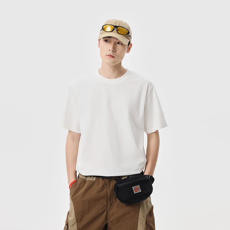 Herren Oversize-T-Shirt aus schwerem Baumwolljersey mit überschnittener Schulter und verstärktem Rundhalsausschnitt Drune