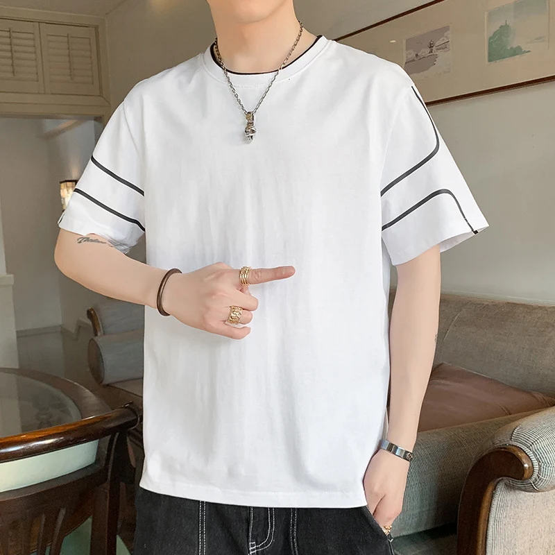 Herren Oversize-T-Shirt aus Baumwollmix mit Kontrastpaspelierung und Dropped-Shoulder Drune