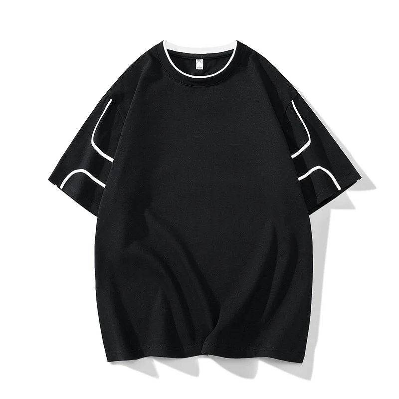 Herren Oversize-T-Shirt aus Baumwollmix mit Kontrastpaspelierung und Dropped-Shoulder Drune