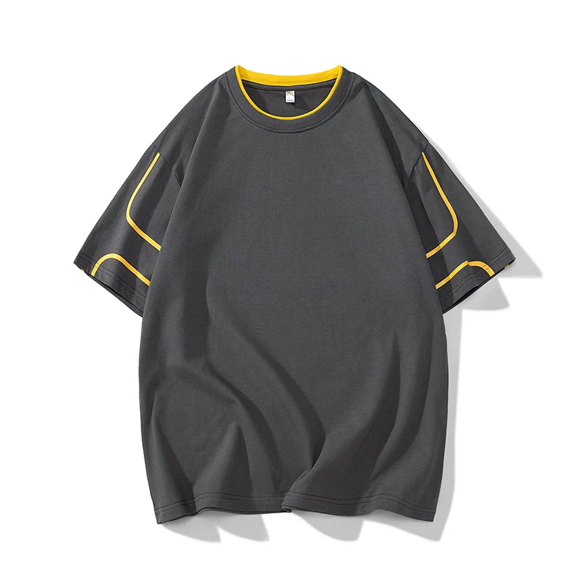Herren Oversize-T-Shirt aus Baumwollmix mit Kontrastpaspelierung und Dropped-Shoulder Drune