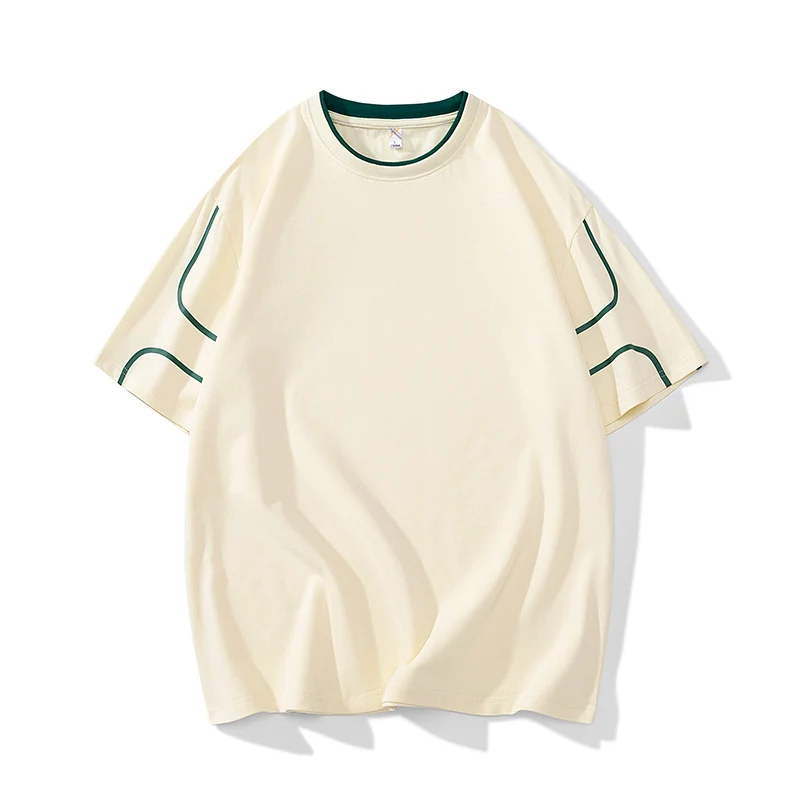 Herren Oversize-T-Shirt aus Baumwollmix mit Kontrastpaspelierung und Dropped-Shoulder Drune