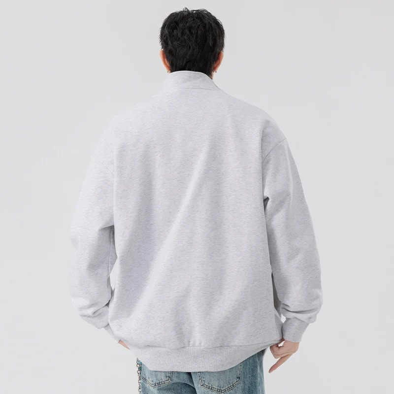 Herren Oversize Sweatjacke mit Stehkragen, durchgehendem Reißverschluss und geripptem Saum Drune