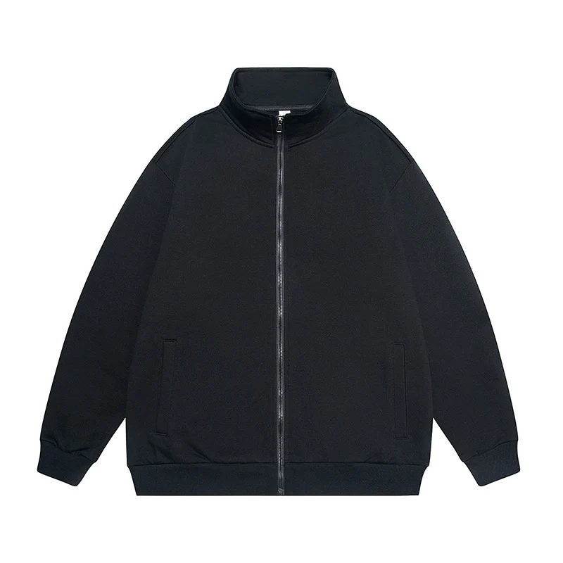 Herren Oversize Sweatjacke mit Stehkragen, durchgehendem Reißverschluss und geripptem Saum Drune