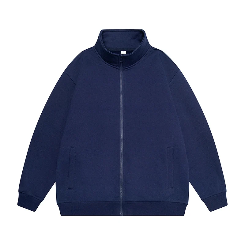 Herren Oversize Sweatjacke mit Stehkragen, durchgehendem Reißverschluss und geripptem Saum Drune