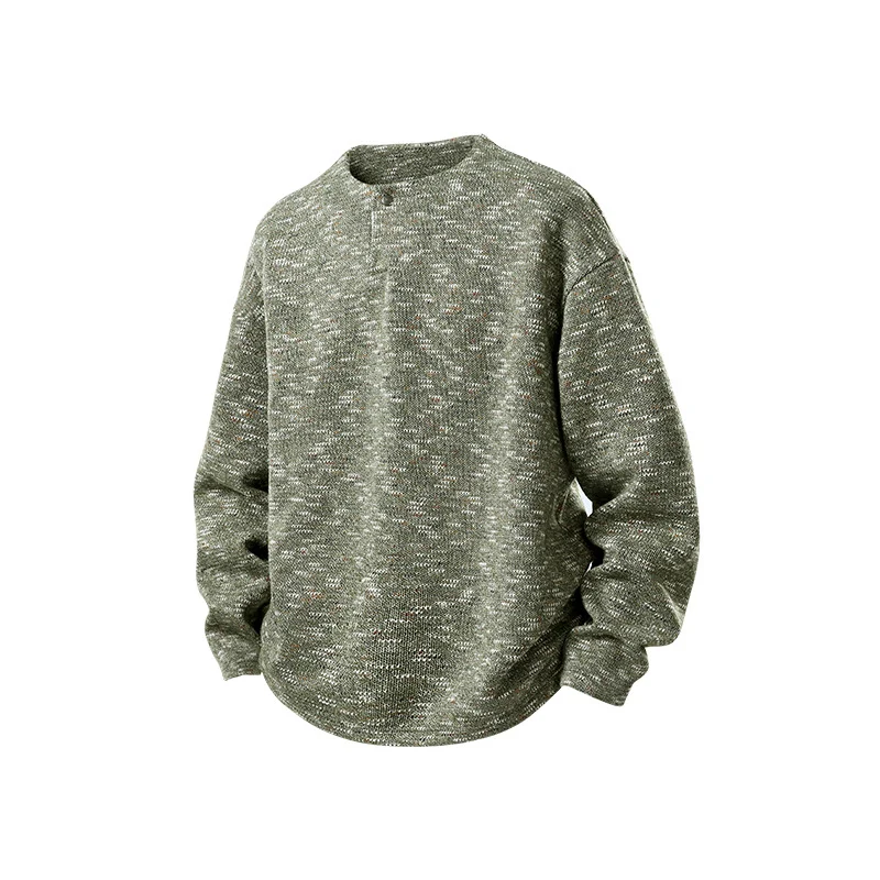 Herren Oversize-Strickpullover im Melange-Look mit Rundhalsausschnitt und gerippten Bündchen Drune