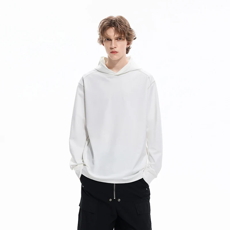 Herren Oversize-Kapuzenpullover aus schwerem Baumwolljersey mit Raglanärmeln und sichtbaren Kontrastnähten Drune