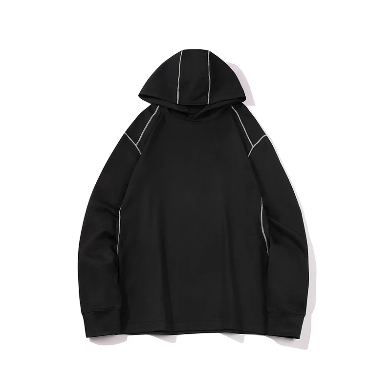 Herren Oversize-Kapuzenpullover aus schwerem Baumwolljersey mit Raglanärmeln und sichtbaren Kontrastnähten Drune