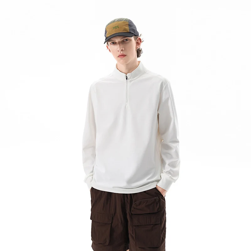 Herren Oversize Halbzip-Sweatshirt mit Stehkragen und seitlichen Reißverschlusstaschen Drune