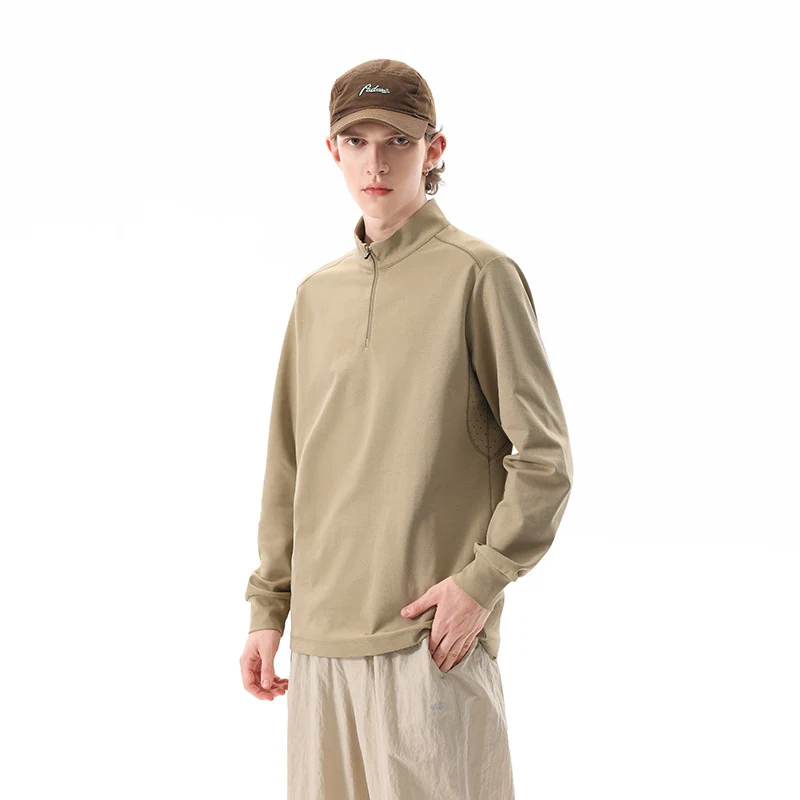 Herren Oversize Halbzip-Sweatshirt mit Stehkragen und seitlichen Reißverschlusstaschen Drune