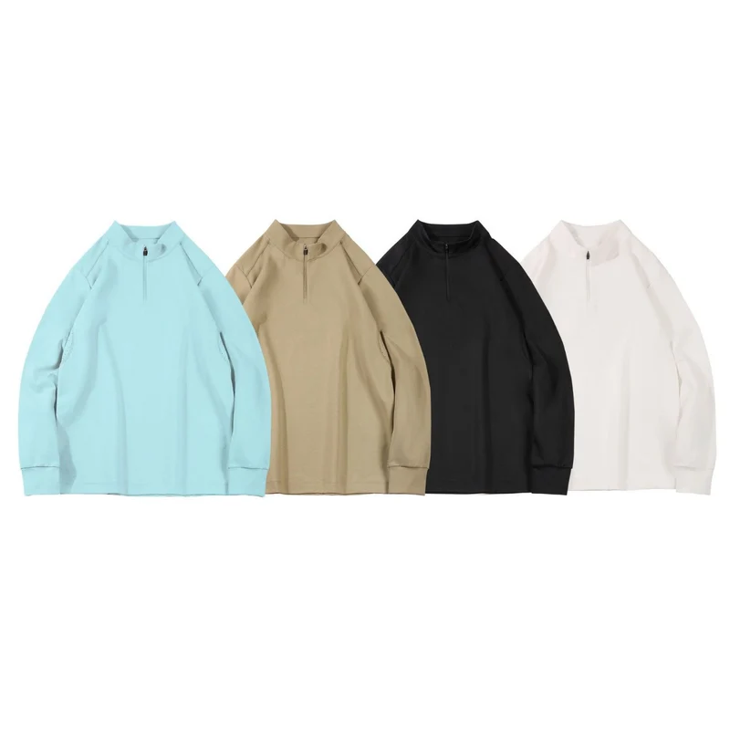 Herren Oversize-Halbzip-Sweatshirt mit Stehkragen, Raglanärmeln und seitlichen Eingrifftaschen Drune