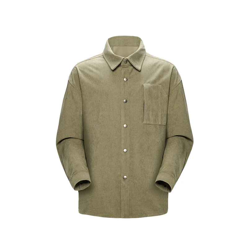 Herren Oversize-Cordhemdjacke mit Druckknöpfen und Brusttasche Drune
