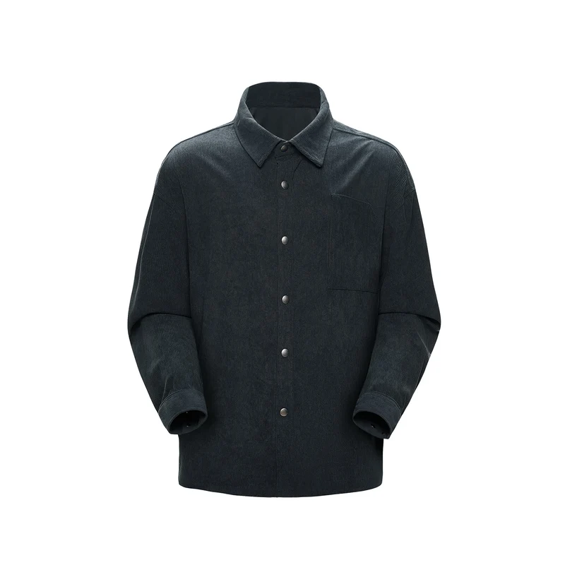 Herren Oversize-Cordhemdjacke mit Druckknöpfen und Brusttasche Drune