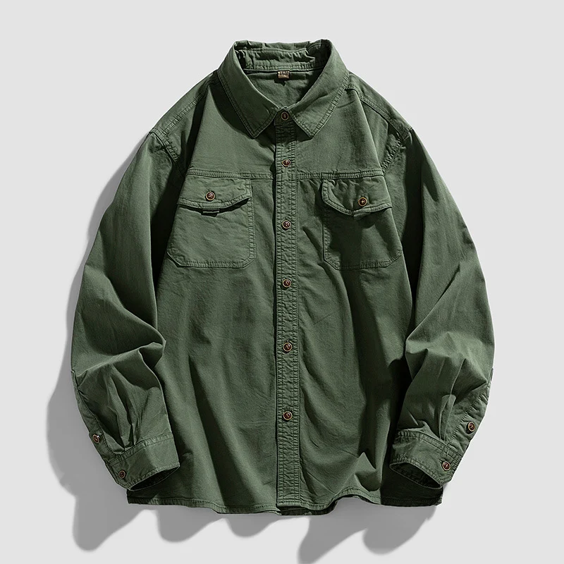 Herren Overshirt aus robustem Baumwoll‑Twill mit Pattentaschen und relaxed Fit Drune
