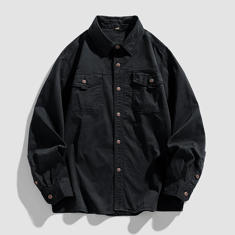 Herren Overshirt aus robustem Baumwoll‑Twill mit Pattentaschen und relaxed Fit Drune