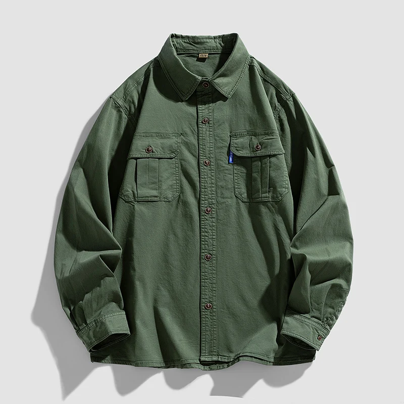 Herren Overshirt aus robustem Baumwoll-Twill mit Pattentaschen und durchgehender Knopfleiste Drune