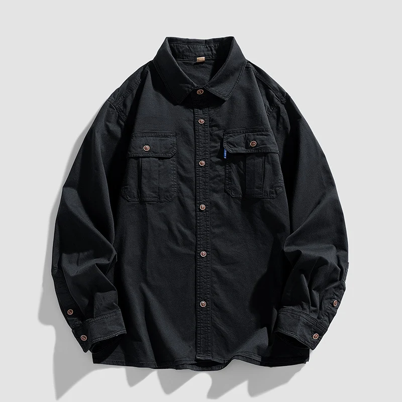Herren Overshirt aus robustem Baumwoll-Twill mit Pattentaschen und durchgehender Knopfleiste Drune