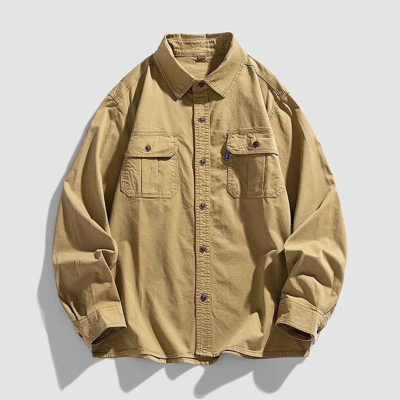 Herren Overshirt aus robustem Baumwoll-Twill mit Pattentaschen und durchgehender Knopfleiste Drune
