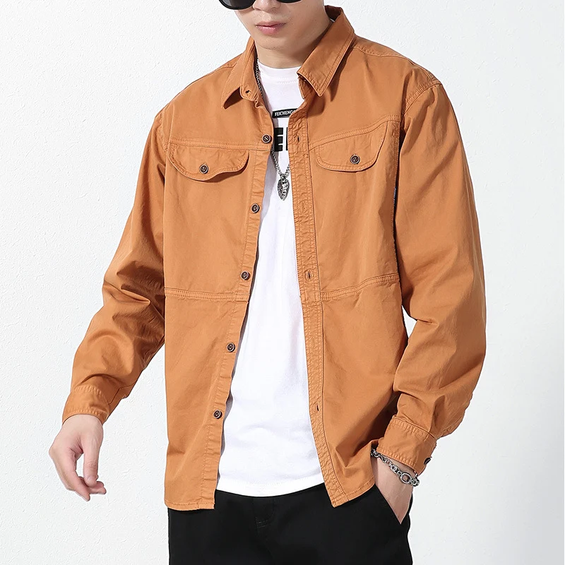 Herren Overshirt aus Baumwoll-Twill mit Brustklappen und entspanntem Regular-Fit Drune