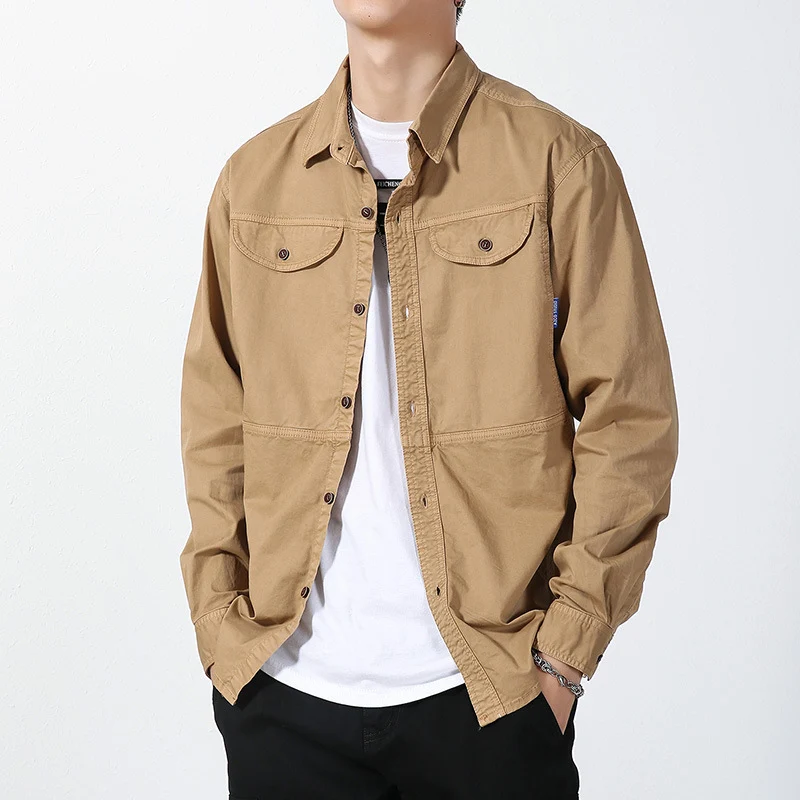 Herren Overshirt aus Baumwoll-Twill mit Brustklappen und entspanntem Regular-Fit Drune