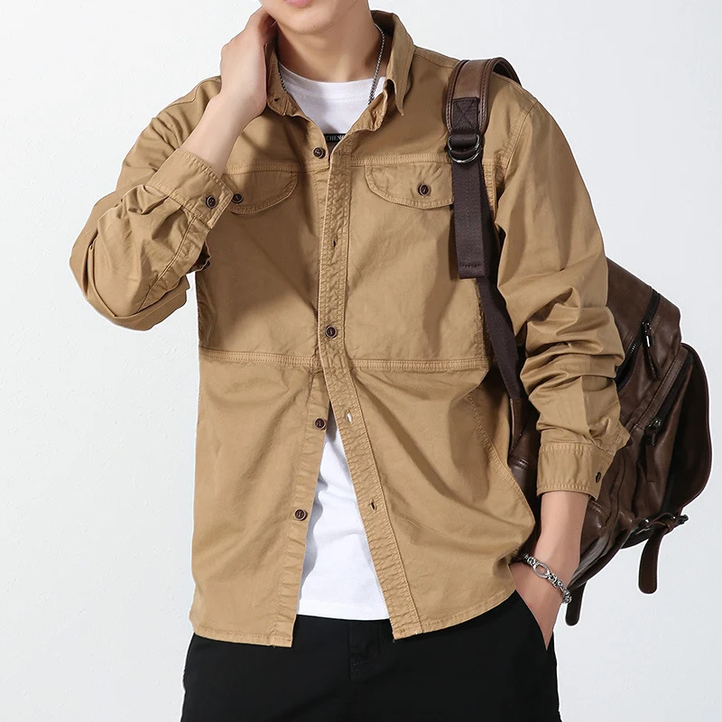 Herren Overshirt aus Baumwoll-Twill mit Brustklappen und entspanntem Regular-Fit Drune