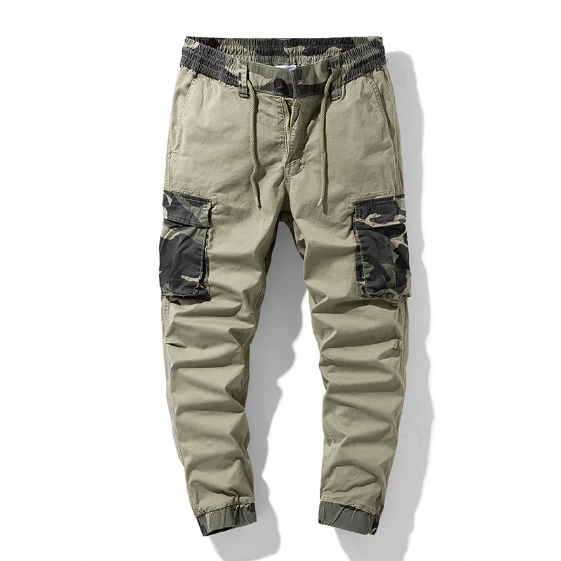Herren Outdoor‑Cargohose im Joggerstil mit Camouflage‑Kontrast, ergonomischen Knieabnähern und elastischem Komfortbund Drune