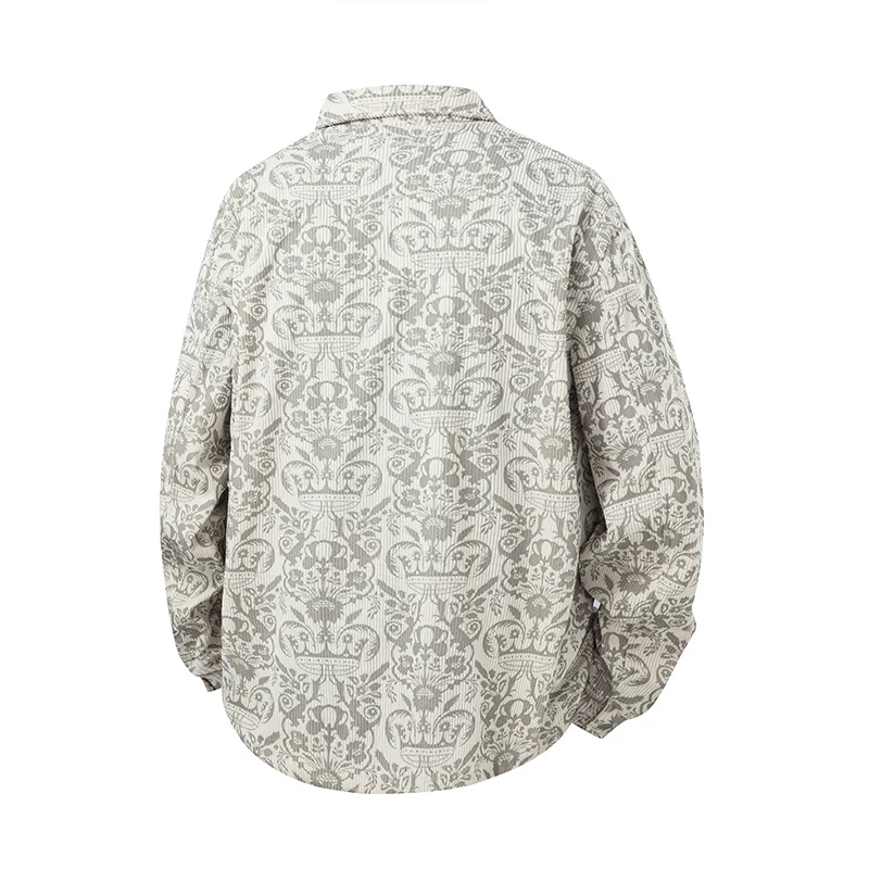 Herren Ornamentales Overshirt im Jacquard‑Look mit Pattentaschen und relaxed Fit Drune