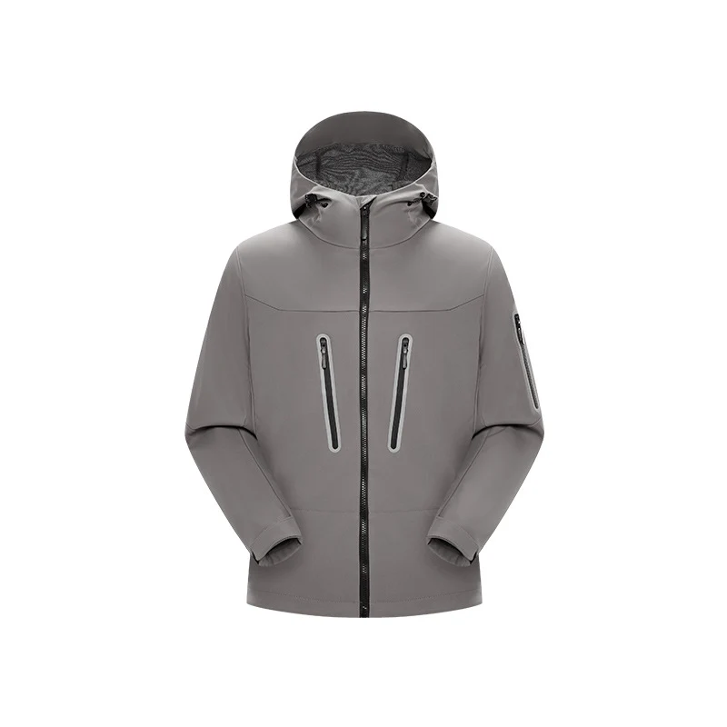 Herren Multifunktions-Softshelljacke mit ergonomischem Wetterschutz, verstellbarer Kapuze und senkrechten Reißverschlusstaschen Drune